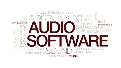 Audio software animated word cloud, text design animation. Kinetic typography. Stock Footage 81433537