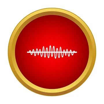 Audio sound wave displaying frequency equalizer in red button Stock Illustration