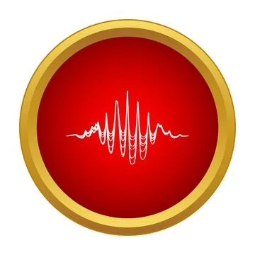 Audio sound wave equalizer icon in red circle Stock Illustration
