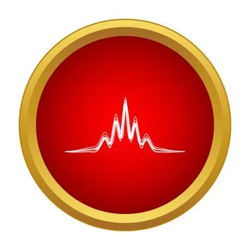 Audio sound wave equalizer icon on red button Stock Illustration