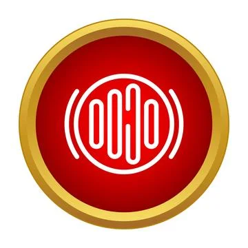 Audio sound wave equalizer icon on red circle Stock Illustration