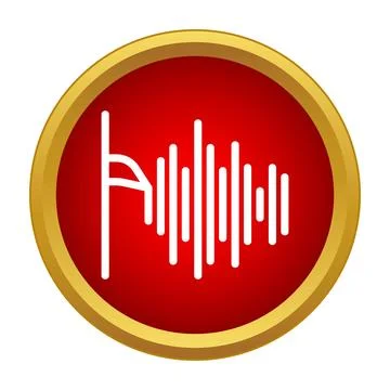 Audio sound wave equalizer pulsing in red circle Stock Illustration
