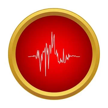 Audio sound wave frequency icon in red circle Stock Illustration