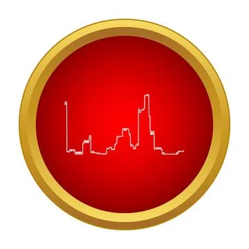 Audio sound wave frequency spectrum in red button Stock Illustration