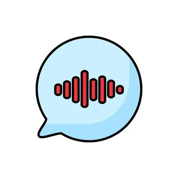 Audio sound wave speech bubble recording vector outline icon Stock Illustration