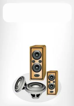 Audio Speaker and Computer Speaker with A White Banner Stock Illustration