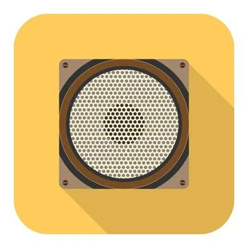 Audio speaker icon in flat design style with long shadow. Vintage sound speak Illustration