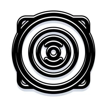 Audio speaker icon generating sound waves and music Stock Illustration