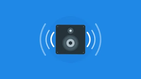 Audio Speaker Icon with Pulsating Sound Waves and Dynamic Woofer Vibration .. Stock Footage 346611888