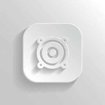 Audio speaker icon - vector white app button Stock Illustration