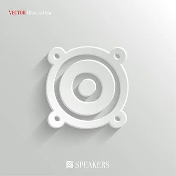 Audio speaker icon - vector white app button Stock Illustration