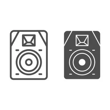 Audio speaker line and solid icon, Sound design concept, sound loud speaker sign イラスト素材