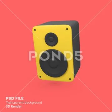 Audio speaker music isolated 3d render icon illustration Modello PSD