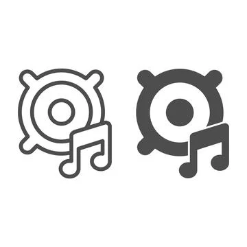 Audio speaker with notes line and solid icon, Car parts concept, Media Equipment イラスト素材