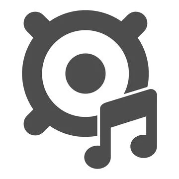 Audio speaker with notes solid icon, Car parts concept, Media Equipment sign on Stock Illustration