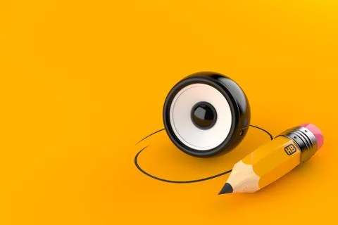 Audio speaker with pencil Stock Illustration