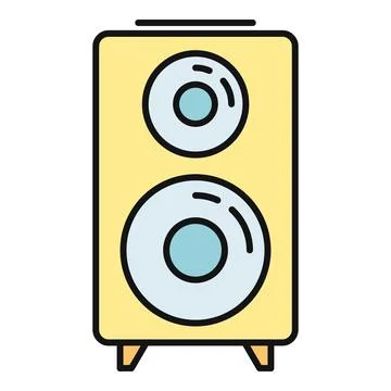Audio speaker producing sound waves and music Stock Illustration