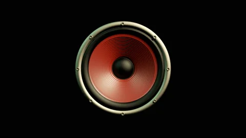 Audio speaker with red membrane isolated on black playing modern music loop Vídeos de archivo 121857493