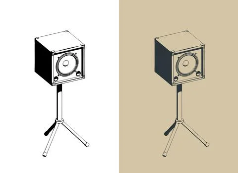 Audio speaker on tripod stand isometric illustrations Stock Illustration