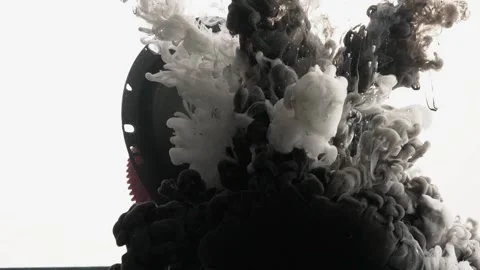 Audio speaker under water, paint is mixed in water. Slow Motion. Stock Footage 152180926