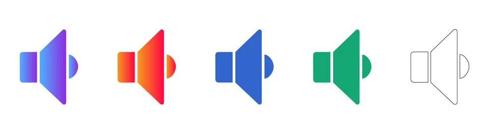 Audio Speaker Volume Icon Set Stock Illustration