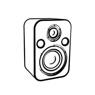 Audio speaker.Isolated on white background.Vector outline illustration. Stock Illustration