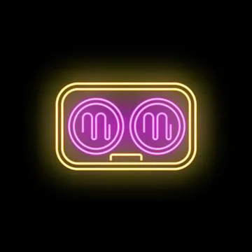 Audio spectrum analyzing displaying sound waves neon sign Stock Illustration