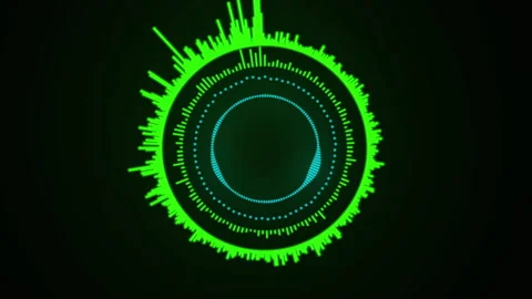 Audio spectrum circle simulation on black background Stock Footage 133391238