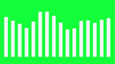Audio spectrum simulation bar chart graph on green background Stock Footage 133392662