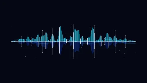 Audio spectrum visualizer - Blue Digital Sound Wave Signal on Dark Background Stock Footage 345661578
