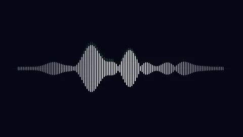 Audio spectrum visualizer with white digital signal waveform on black backg.. Stock Footage 345661600