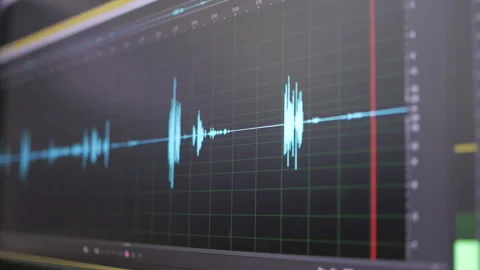 Audio specturm blu colour. Computer screen. Recording studio 스톡 동영상 98297918