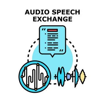Audio speech exchange between digital voice and text Stock Illustration