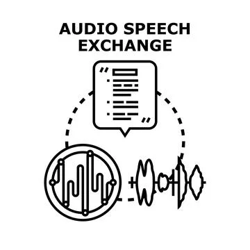 Audio speech exchange between digital voice and text Stock Illustration