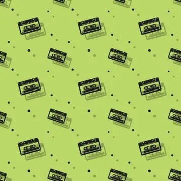 Audio Stereo Cassette Seamless Shadow Pattern Stock Illustration