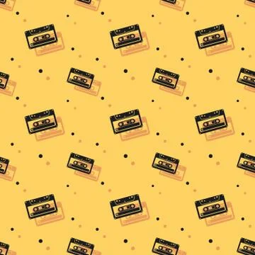 Audio Stereo Cassette Seamless Shadow Background Stock Illustration