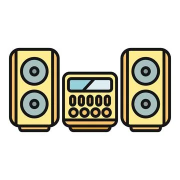 Audio stereo system playing music with speakers Stock Illustration