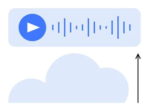 Audio Streaming and Cloud Technology Connection with Ascending Arrow 스톡 일러스트