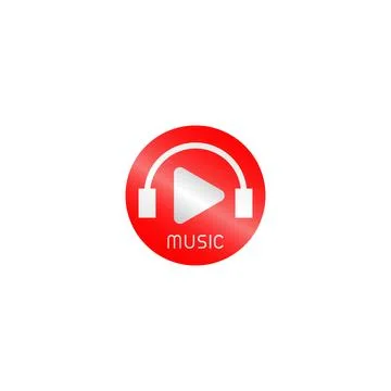 Audio Streaming Channel Logo Design Concept, Red, White, Rounded Ellipse Lo.. 스톡 일러스트