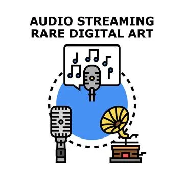 Audio streaming rare digital art concept illustration イラスト素材