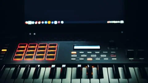 Audio Studio Midi Controller 스톡 사진