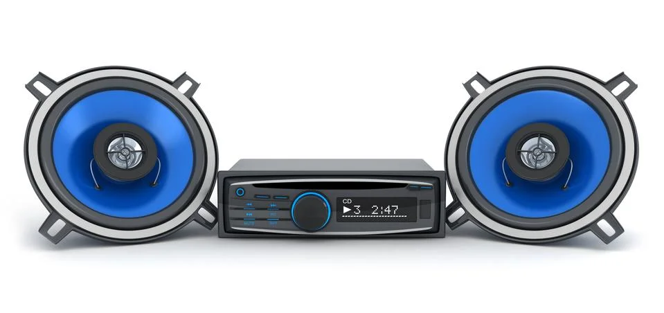 Audio system car (done in 3d, on white background) 스톡 일러스트