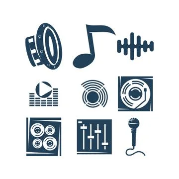 Audio System Logo Template Set Icon Symbol Vector Stock Illustration