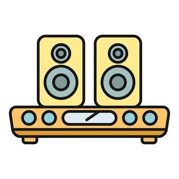 Audio system playing music with two speakers Stock Illustration
