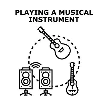 Audio system playing musical creative instrument sound Stock Illustration
