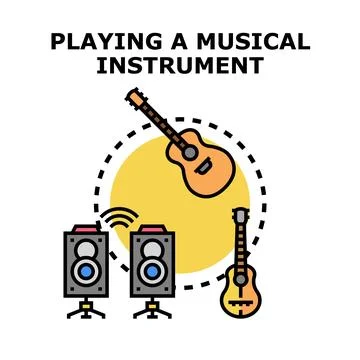 Audio system playing musical creative instrument sound Stock Illustration