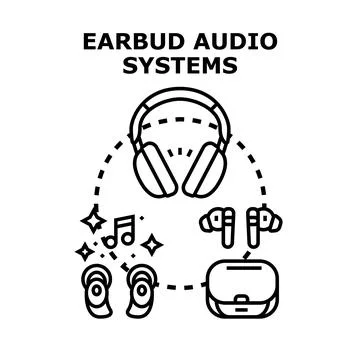 Audio systems and personal sound listening devices concept Stock Illustration