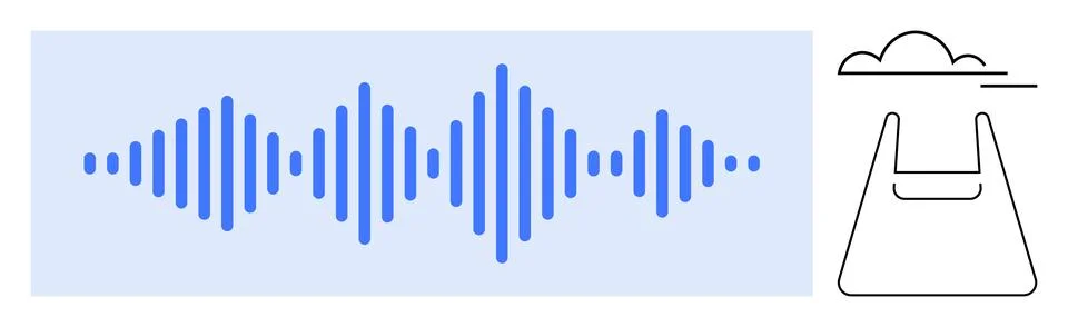 Audio technology, cloud storage, sound data, digital systems, communication,  Stock Illustration
