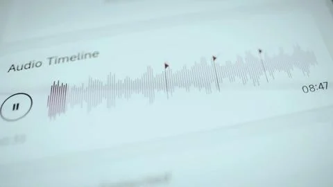 Audio timeline with waveform and event markers Stock Photos