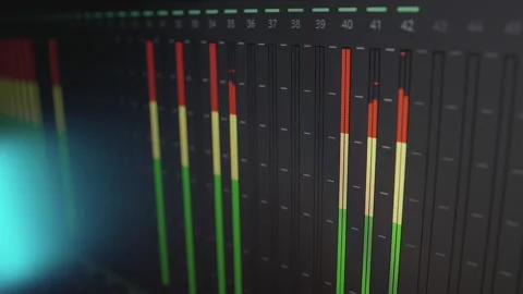 Audio track equalizer. Working with sound in the editing program. Professional Stock Footage 169763424